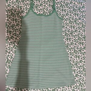 American Eagle Green and White Striped Dress